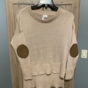 Tan sweater with elbow patches. Size S